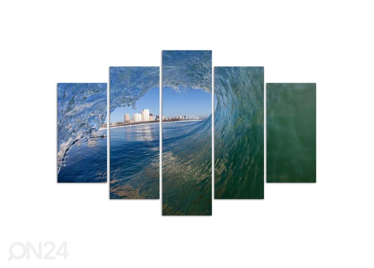 5-osainen taulu Sea Wave 100x70 cm kuvasuurennos