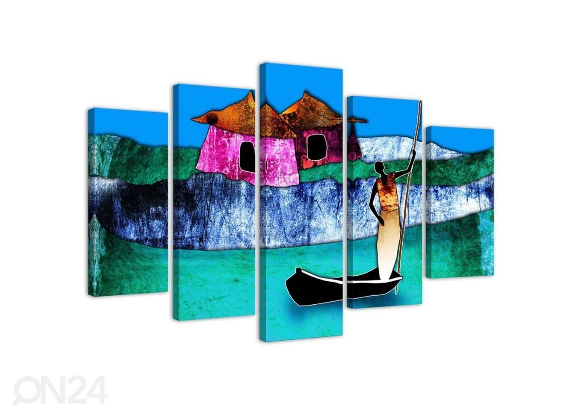 5-osainen taulu Woman in a Boat 100x70 cm kuvasuurennos