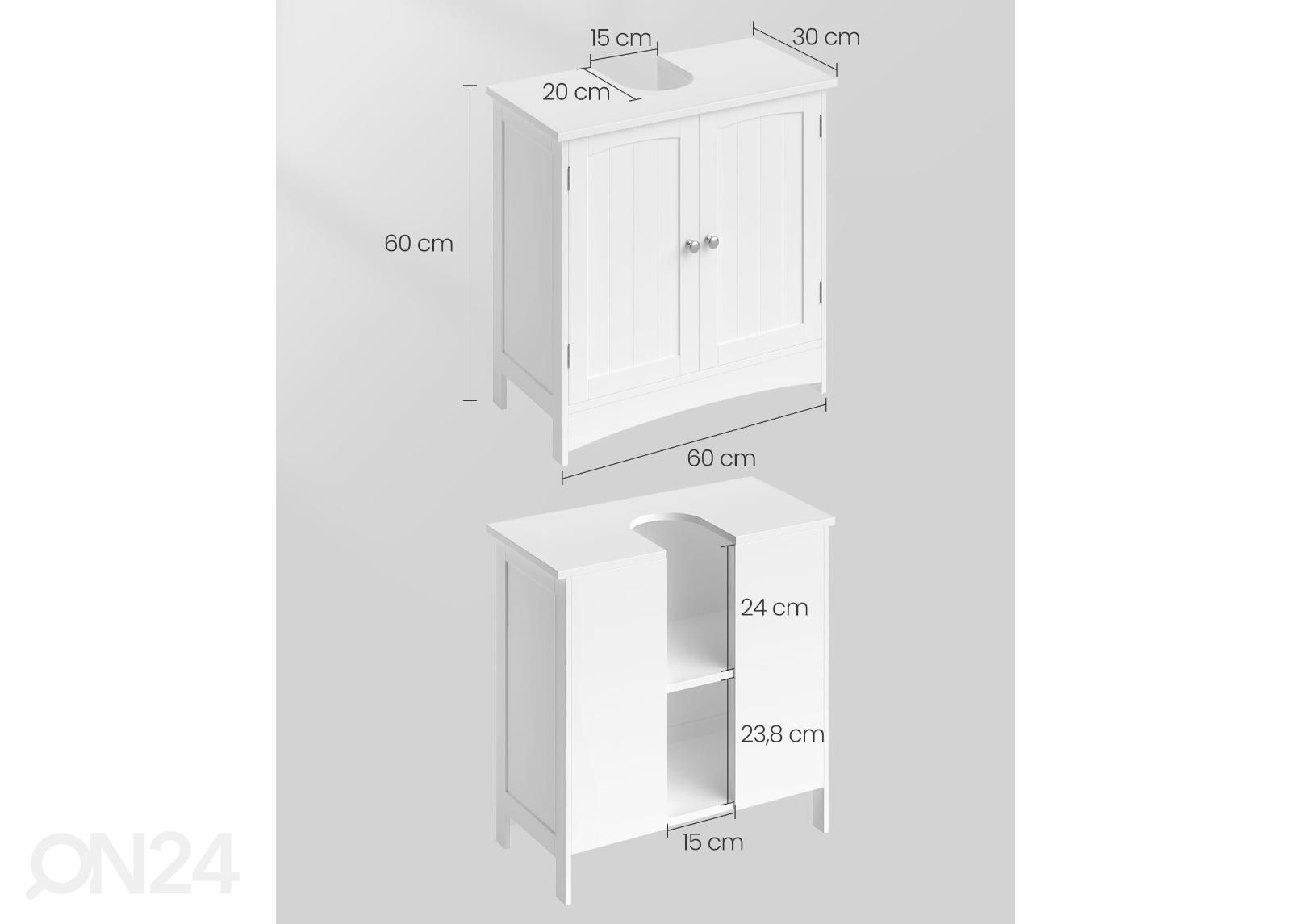 Allaskaappi 60 cm kuvasuurennos mitat