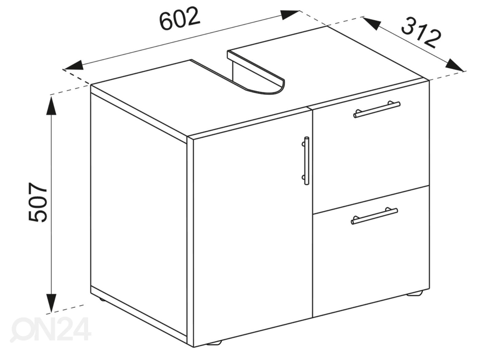 Allaskaappi Flandu 61 cm kuvasuurennos mitat