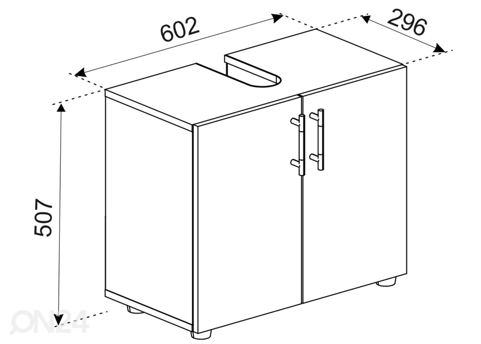 Allaskaappi Flandu II 60 cm kuvasuurennos mitat