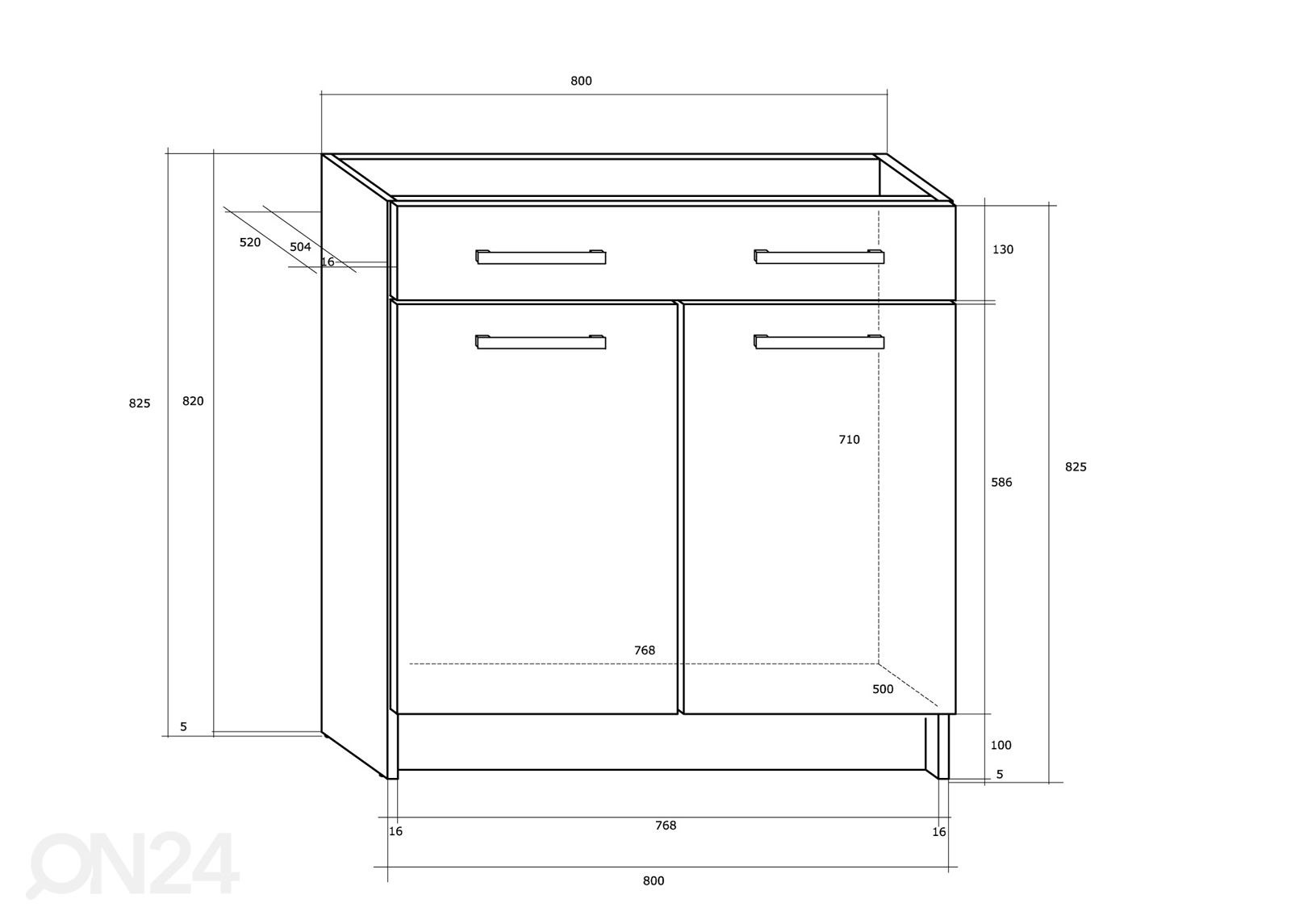 Allaskaappi Mizen 80 cm kuvasuurennos mitat