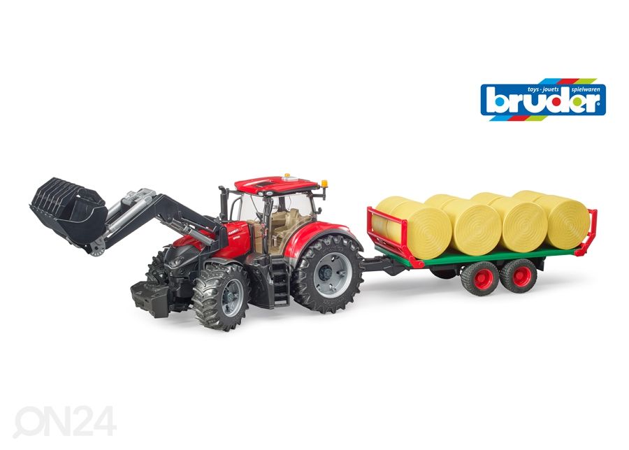 Case IH Optum 300CVX perävaunu 8 heinäpaalua 1:16 Bruder kuvasuurennos