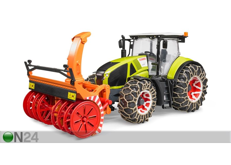 CLAAS AXION lumilingolla ja lumiketjuilla 1:16 BRUDER kuvasuurennos