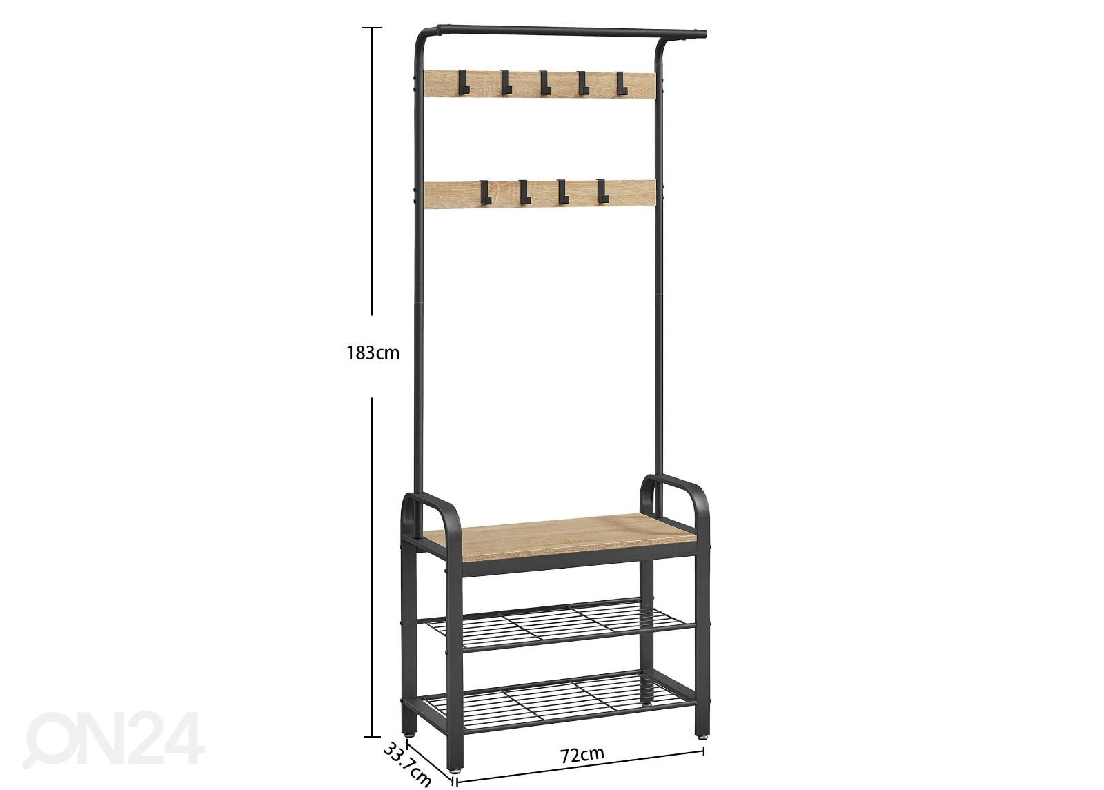 Eteisnaulakko 183 cm kuvasuurennos mitat