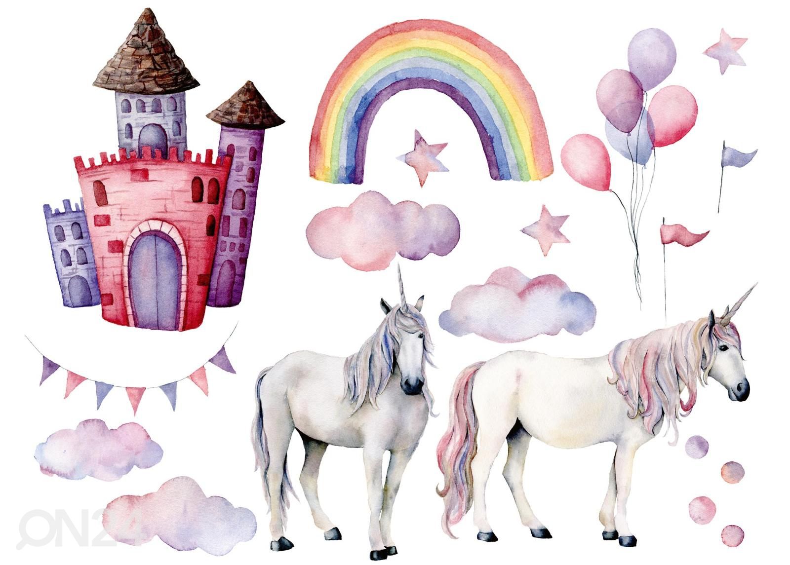 Itsekiinnityvä kuvatapetti Unicorns And Rainbow kuvasuurennos