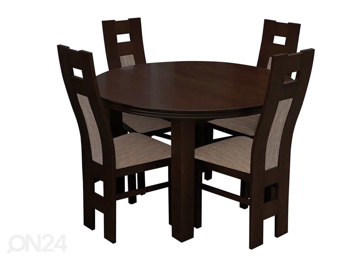 Jatkettava ruokapöytä 100x100-140 cm + 4 tuolia kuvasuurennos