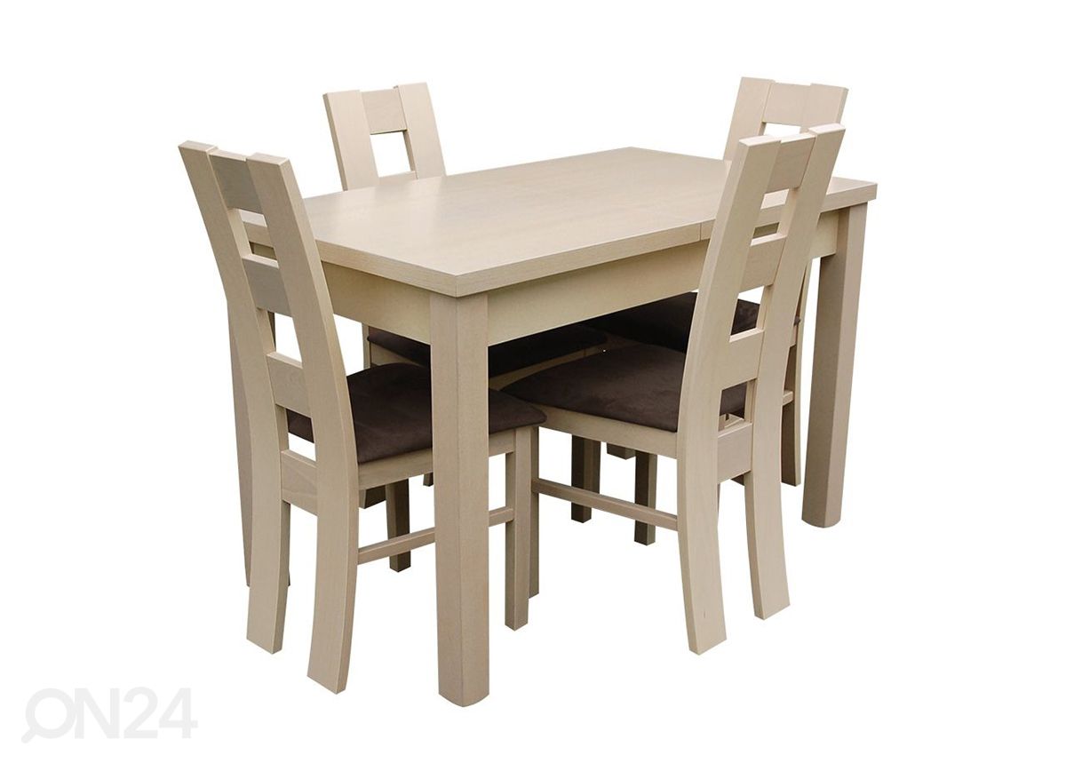 Jatkettava ruokapöytä 70x120-160 cm + 4 tuolia kuvasuurennos