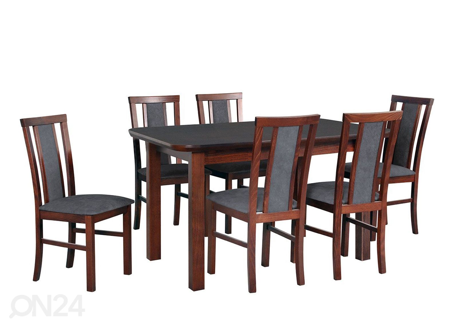 Jatkettava ruokapöytä 80x140-180 cm + 6 tuolia kuvasuurennos