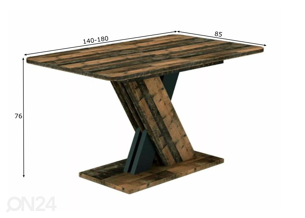 Jatkettava ruokapöytä Excellent 140-180x85 cm kuvasuurennos mitat