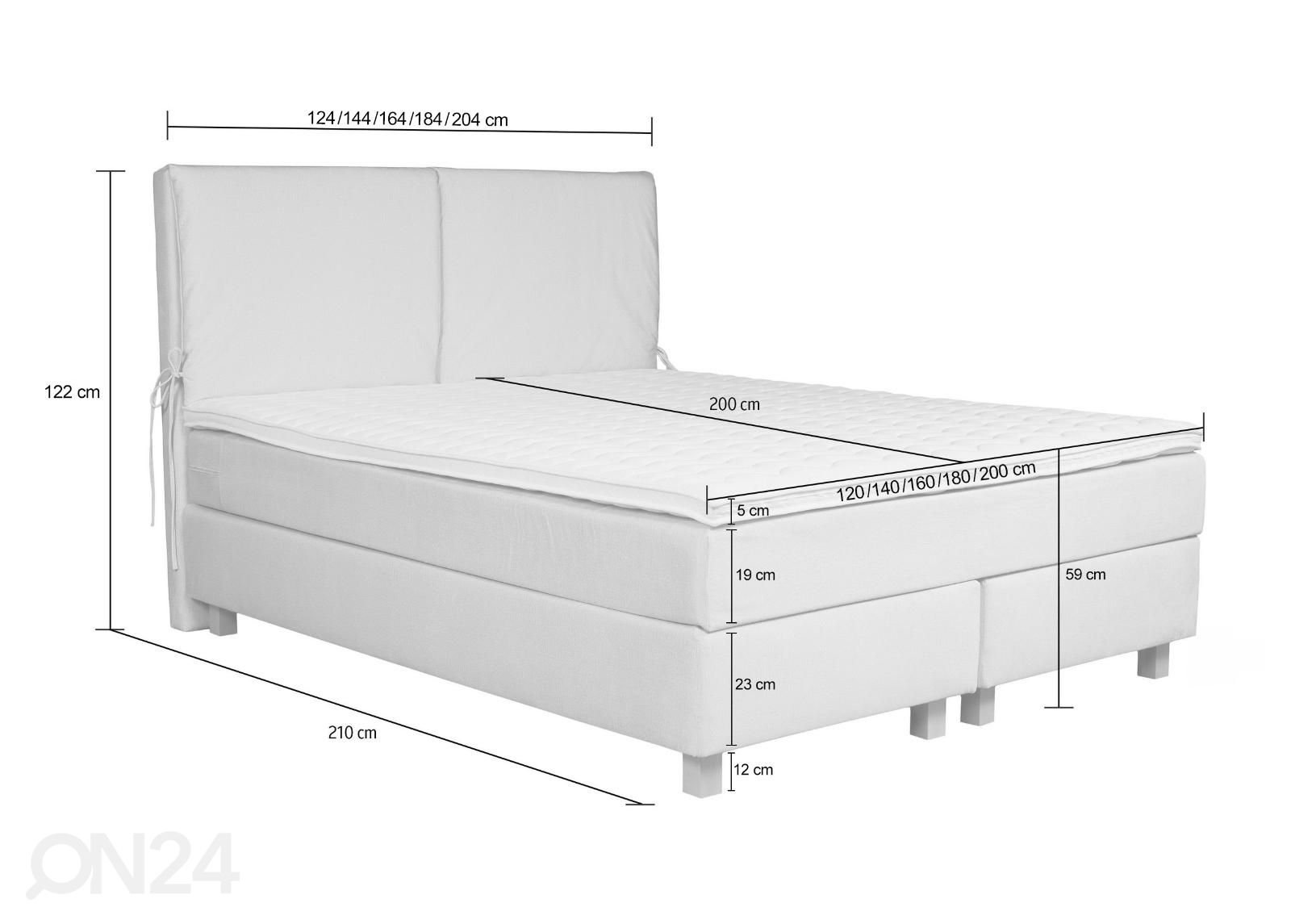 Jenkkisänky Nele 200x200 cm kuvasuurennos mitat