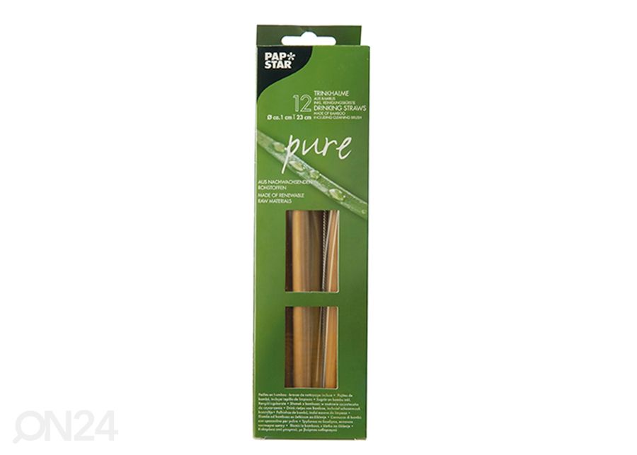 Juomapillit Bambua 12 kpl + puhdistusharja kuvasuurennos