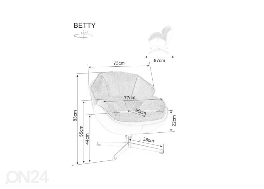 Kääntyvä nojatuoli Betty kuvasuurennos mitat