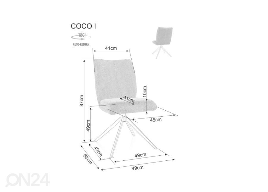 Kääntyvä tuoli Coco I kuvasuurennos mitat