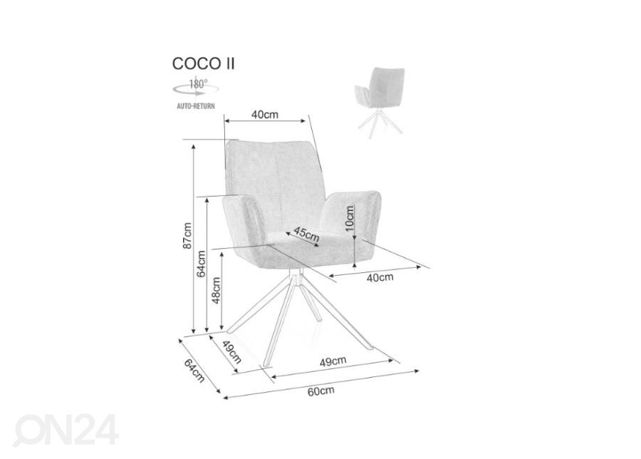 Kääntyvä tuoli Coco II kuvasuurennos mitat