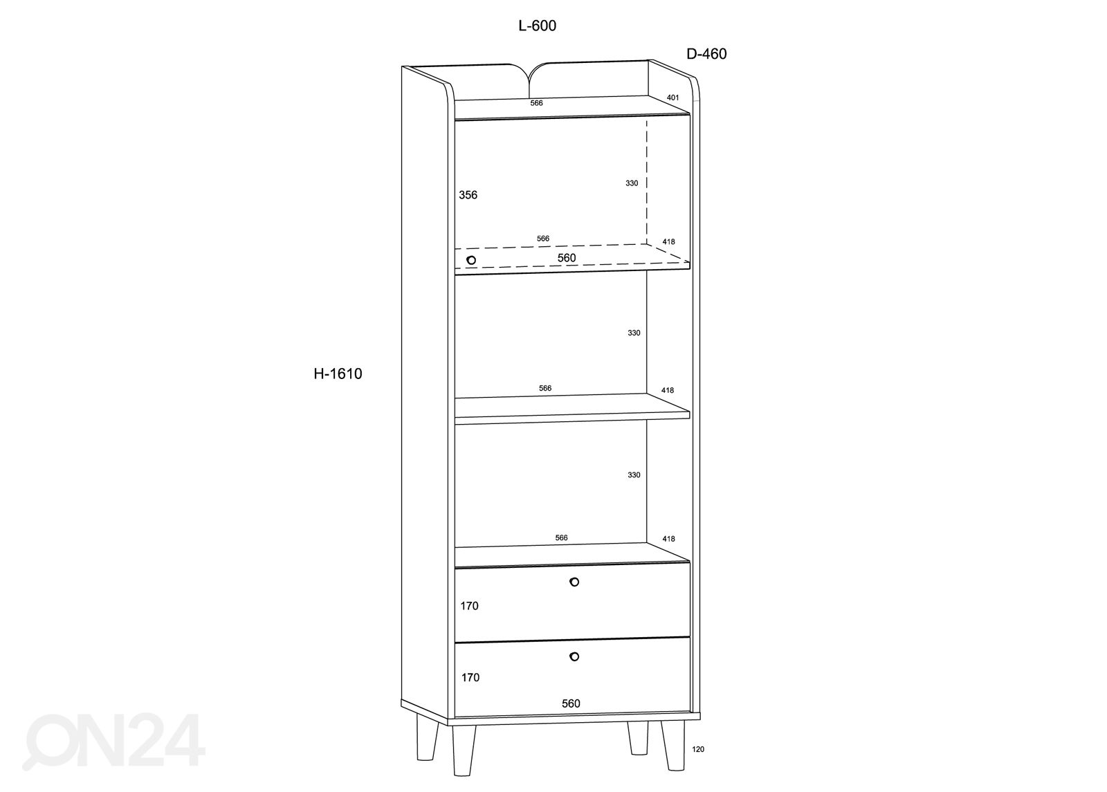 Kaappi 60 cm kuvasuurennos mitat