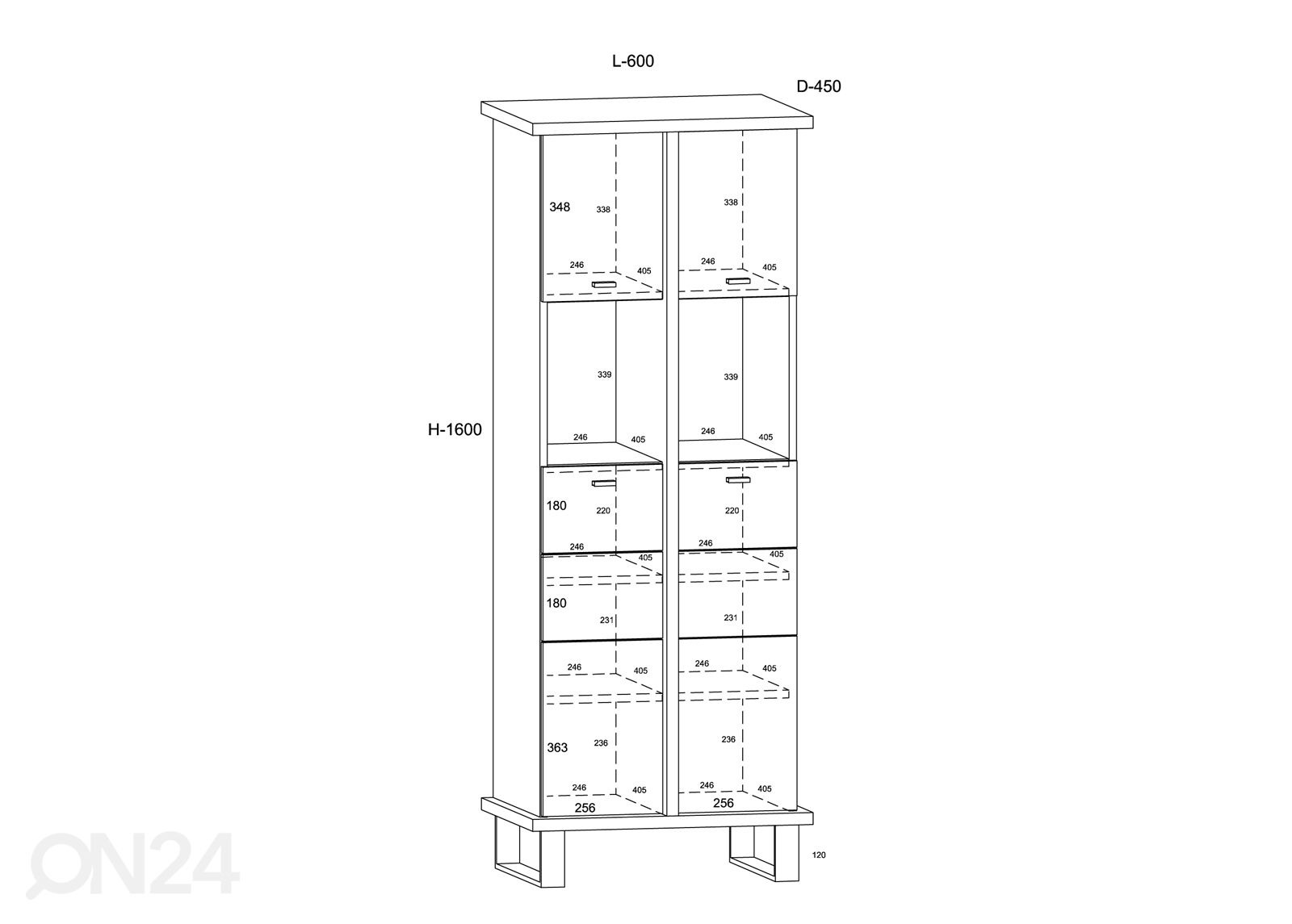 Kaappi 60 cm kuvasuurennos mitat