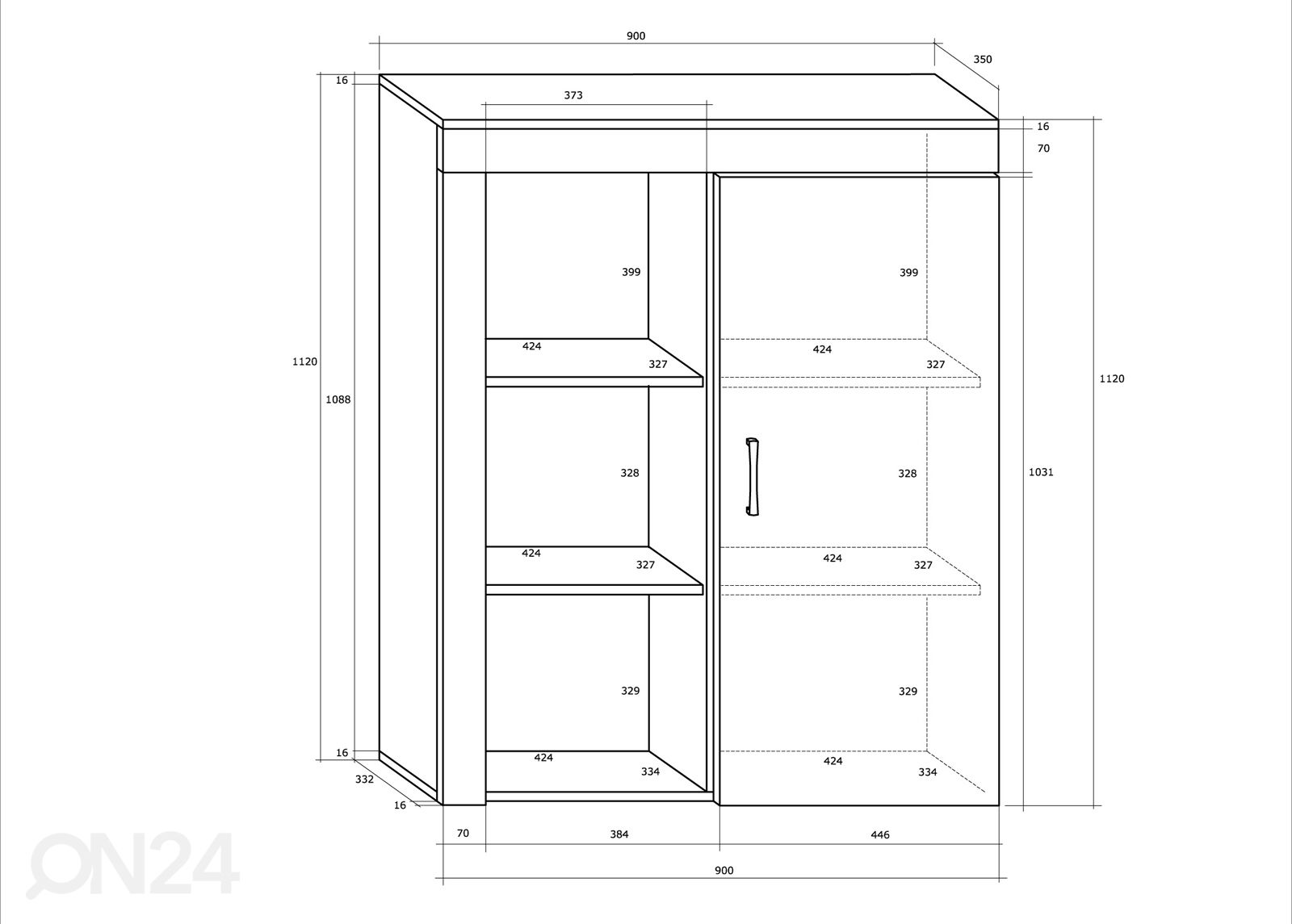 Kaappi 90 cm kuvasuurennos mitat