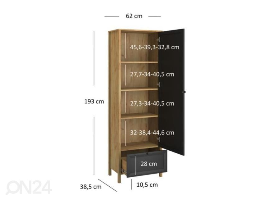 Kaappi Brent 62 cm kuvasuurennos mitat