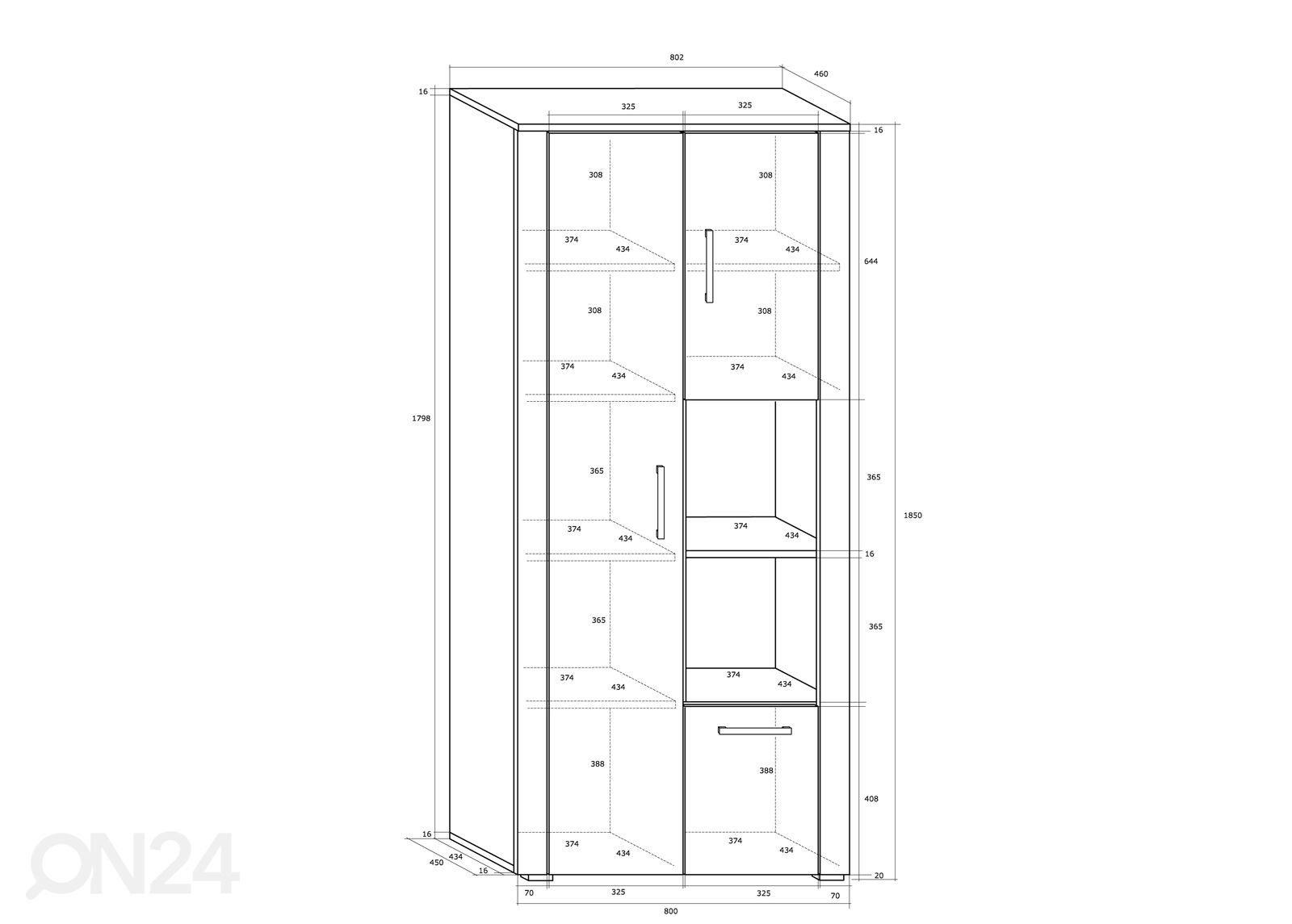 Kaappi Char 80 cm kuvasuurennos mitat