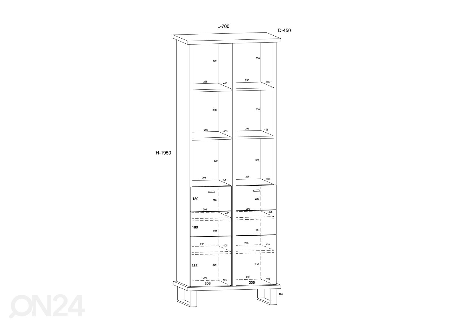 Kaappi Fermoy 70 cm kuvasuurennos mitat