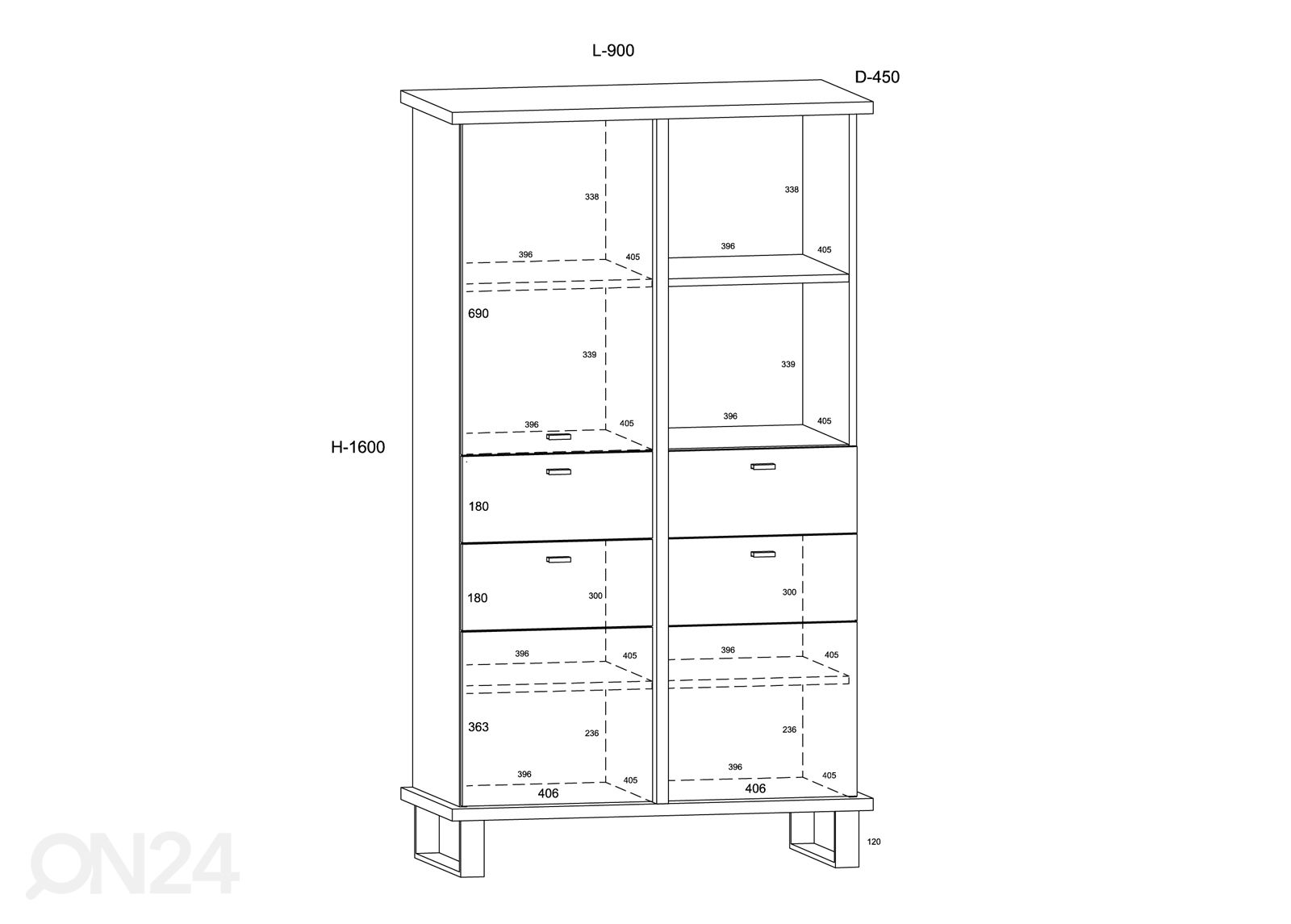 Kaappi Fermoy 90 cm kuvasuurennos mitat