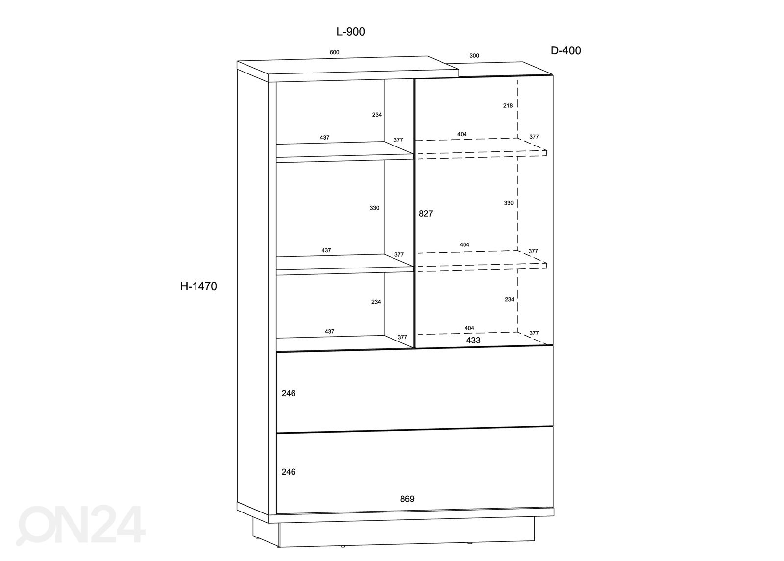 Kaappi Goleen 90 cm kuvasuurennos mitat