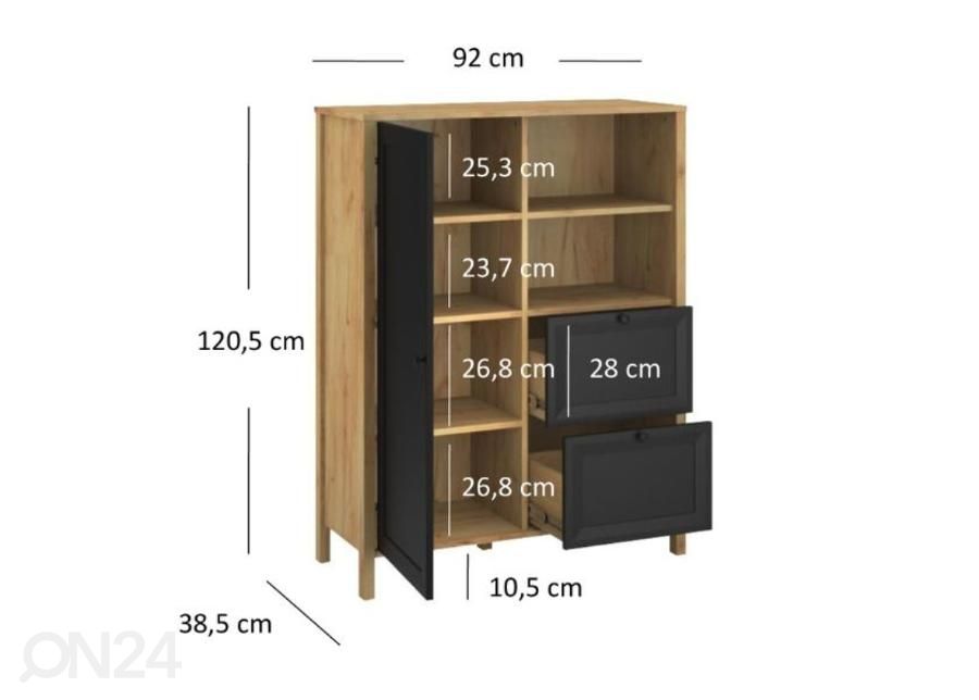 Kaappi/hylly Brent 92 cm kuvasuurennos mitat