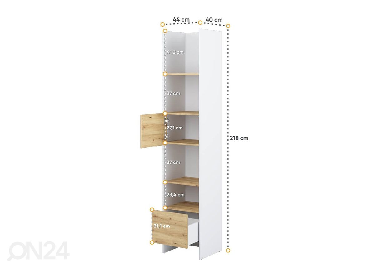 Kaappi / hylly Lenart BED CONCEPT 44 cm kuvasuurennos mitat