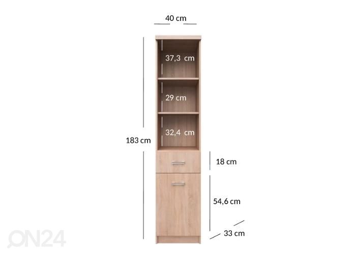 Kaappi/hylly Top mix 40 cm kuvasuurennos mitat