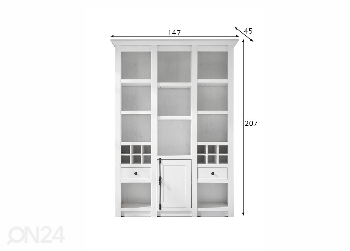 Kaappi/hylly Westerland 147 cm kuvasuurennos mitat