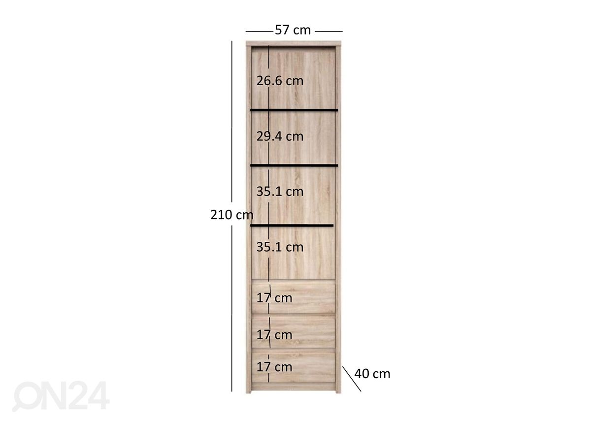 Kaappi Norton 57 cm kuvasuurennos mitat