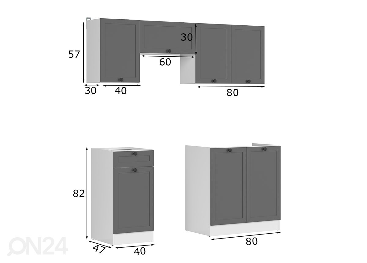 Keittiökalusteet June 180 cm kuvasuurennos mitat