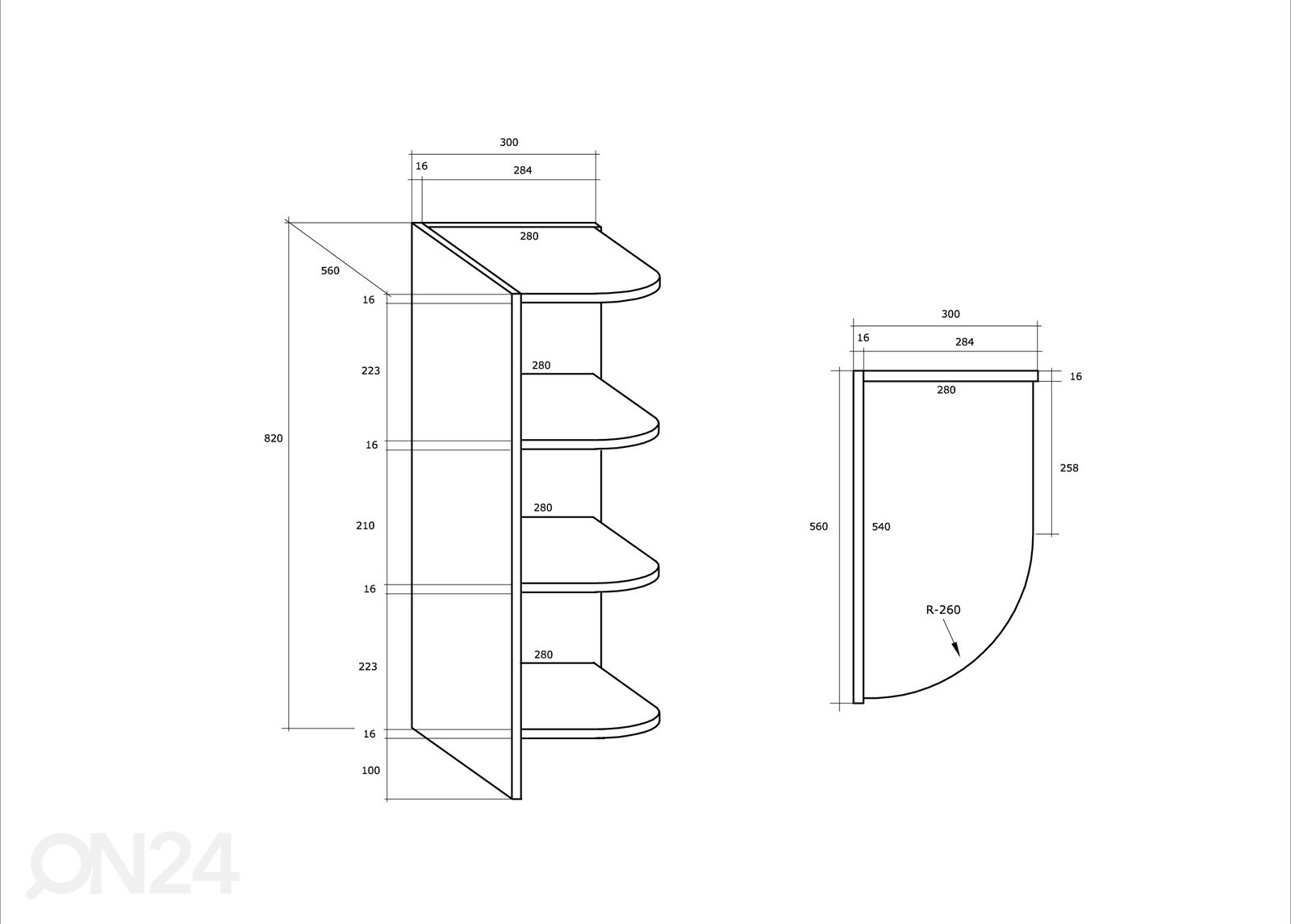 Keittiön alahylly 30 cm kuvasuurennos mitat