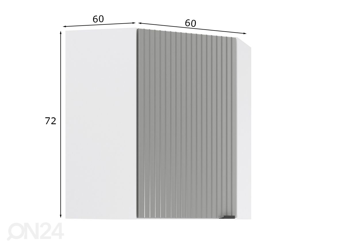 Keittiön kulmakaappi Lissone 60x60 cm kuvasuurennos mitat