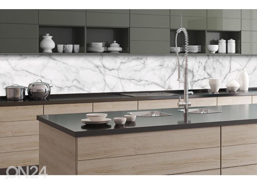 Keittiön välitilan tapetti White Marble 180x60 cm kuvasuurennos