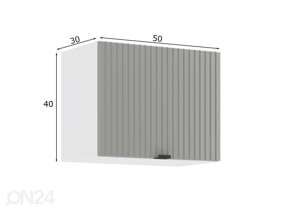 Keittiön yläkaappi Lissone 50 cm kuvasuurennos mitat