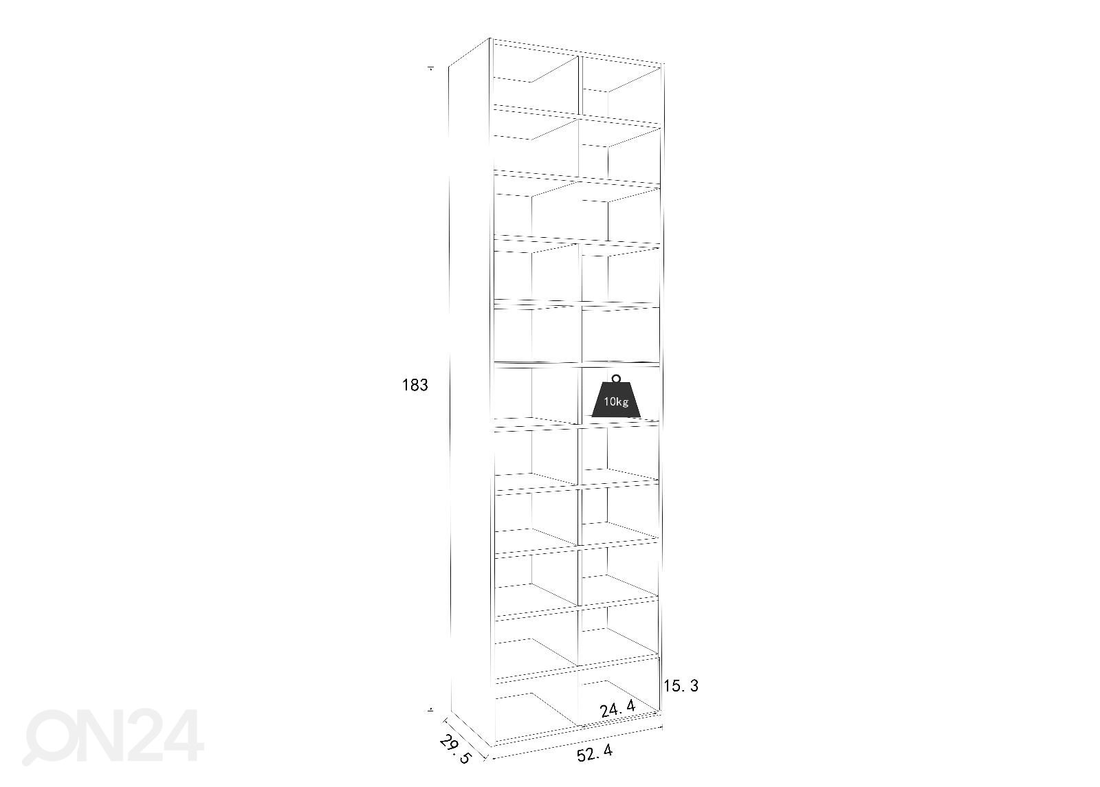 Kenkähylly Hinsol XL 52 cm kuvasuurennos mitat