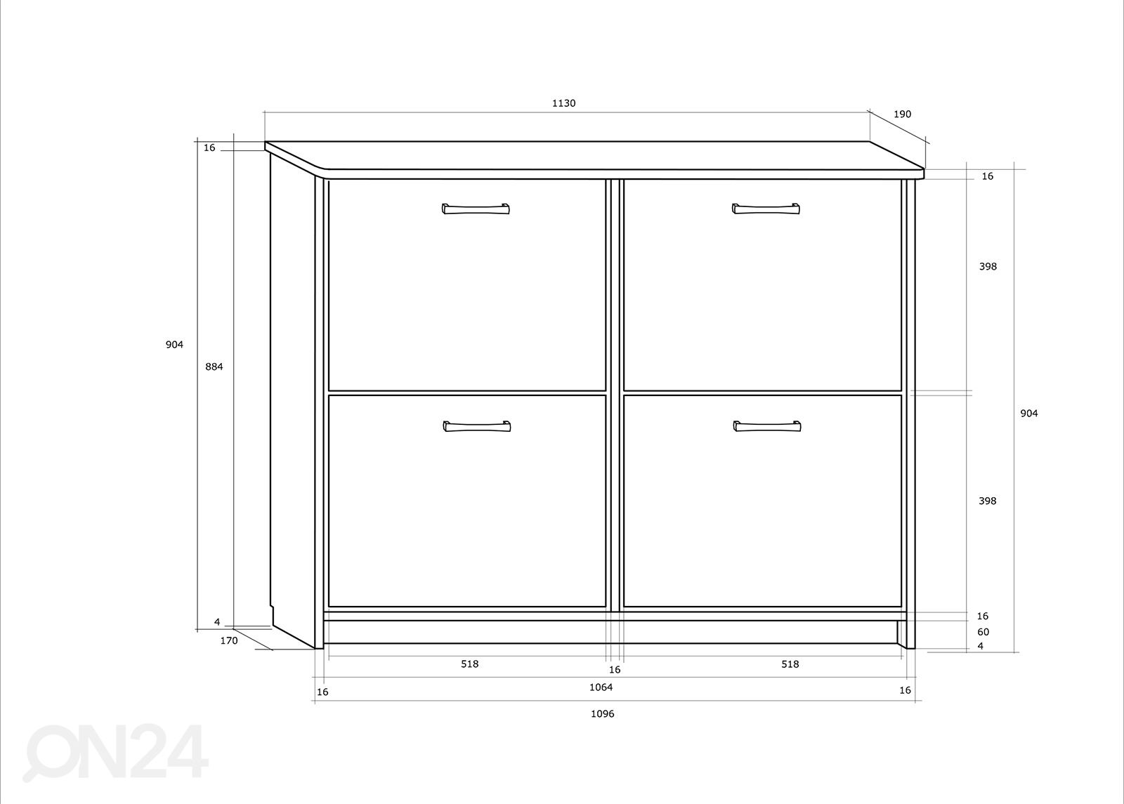 Kenkäkaappi 113 cm kuvasuurennos mitat