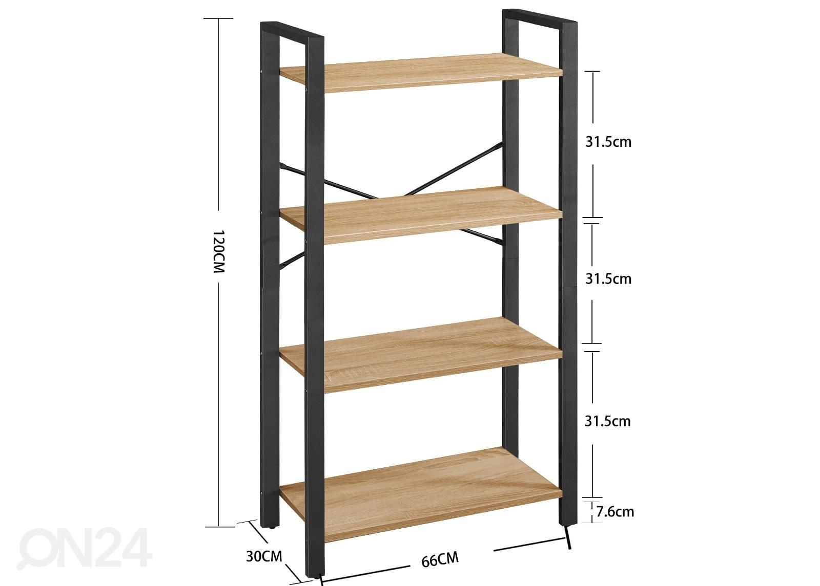 Kirjahylly 66x120 cm kuvasuurennos mitat