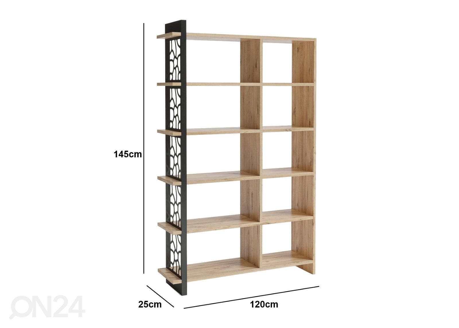 Kirjahylly Fura 120 cm kuvasuurennos mitat