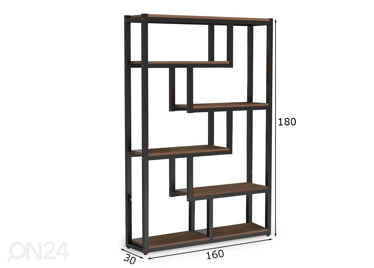 Kirjahylly Tif 160 cm kuvasuurennos mitat