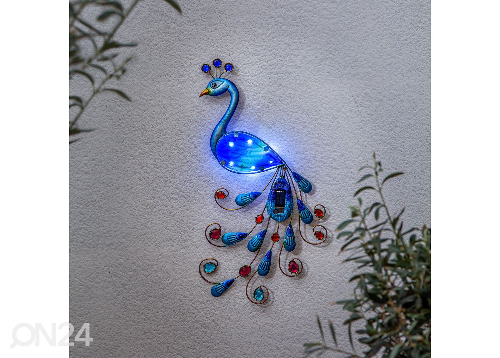 Koristeellinen valaisin Peacock aurinkokennolla kuvasuurennos