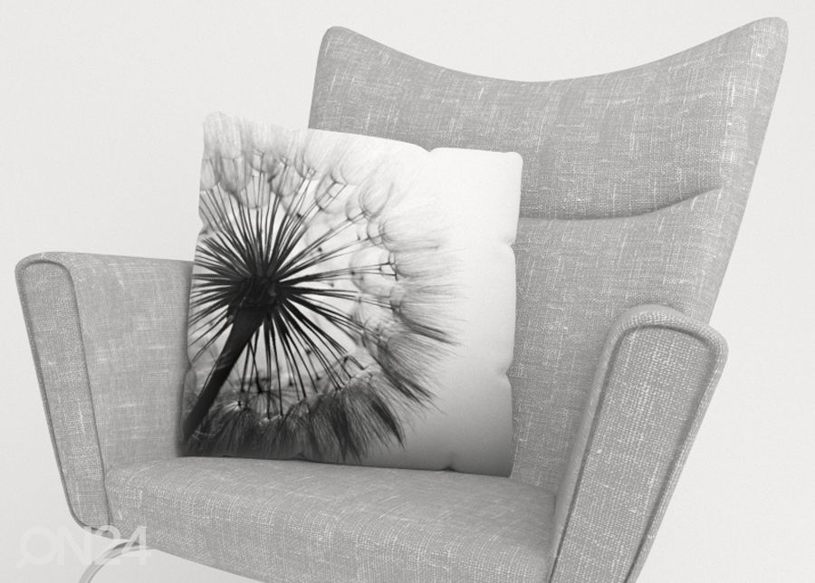 Koristetyynyliina Amazing Dandelion Black and White 40x40 cm kuvasuurennos