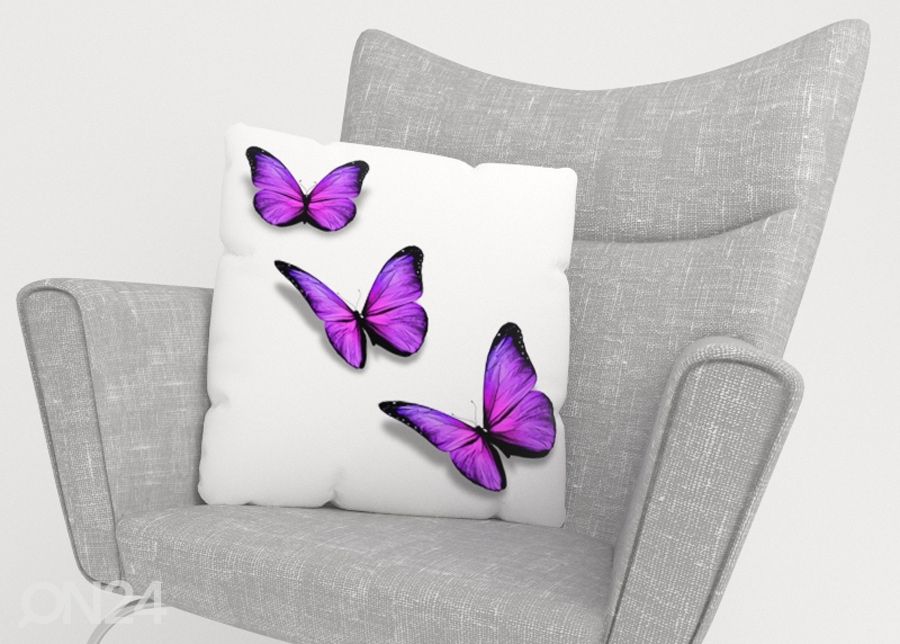 Koristetyynyliina Purple Butterfly 40x40 cm kuvasuurennos