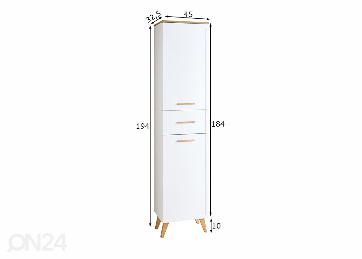 Korkea kylpyhuoneen kaappi 383 kuvasuurennos mitat