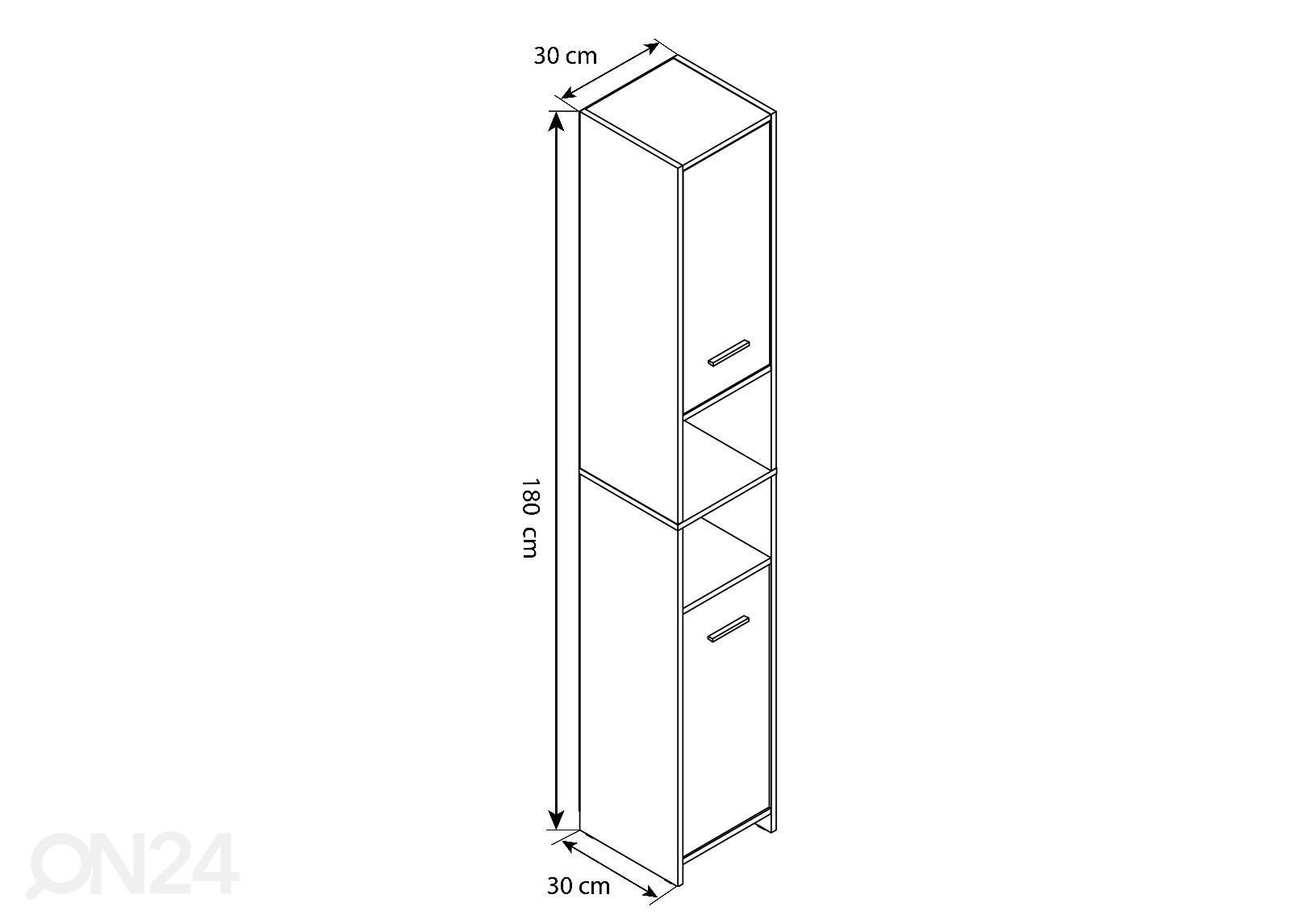 Korkea kylpyhuoneen kaappi Zalo L 30 cm kuvasuurennos mitat