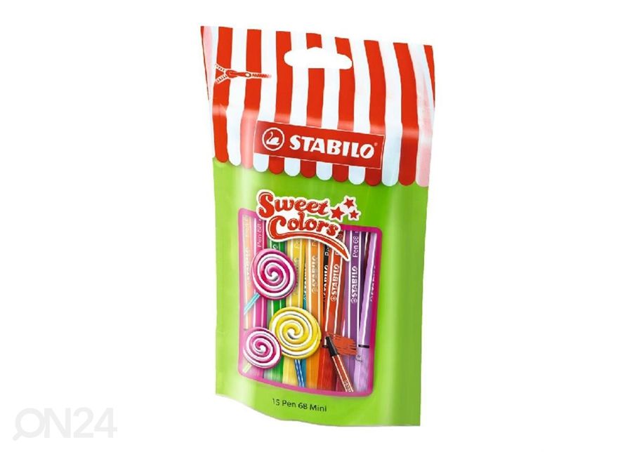 Kuitukärkikynät Lollipop Stabilo Pen 68, 15 väriä kuvasuurennos