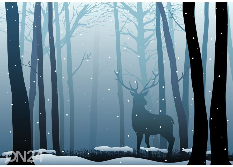 Kuvatapetti Deer in the dark wood 365x254cm kuvasuurennos