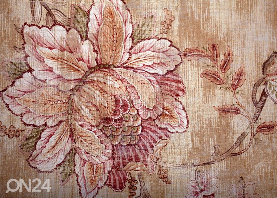 Kuvatapetti Vintage shabby chic brown floral Victorian pattern, 365x254cm kuvasuurennos